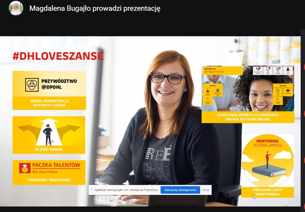 Zdjęcie slajdu przedstawianego przez przedstawiciela DHL